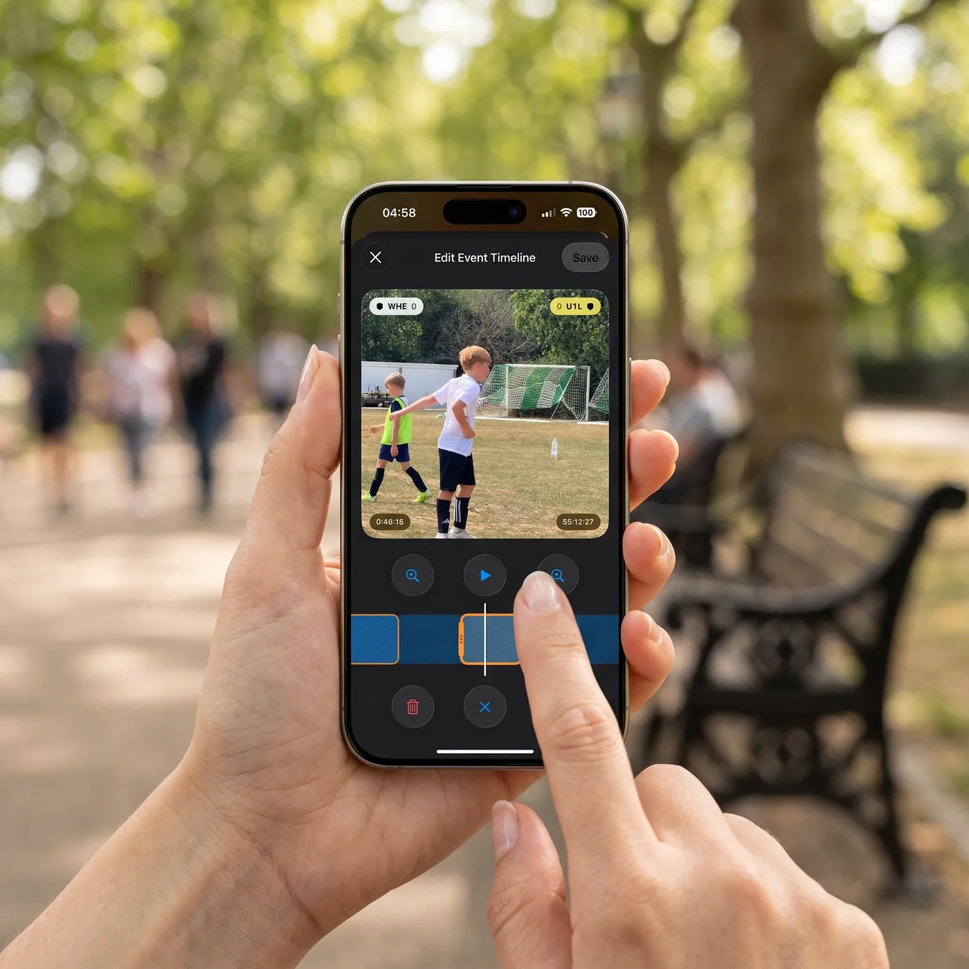 Marking a moment on the event timeline in the Recap app