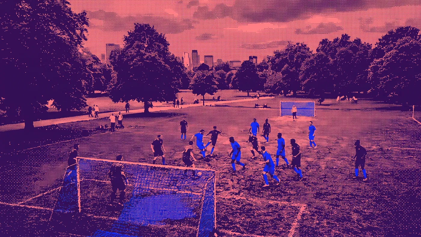 A match under way on a park pitch